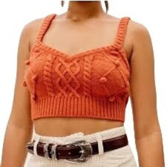 FOR‎ LOVE & LEMONS Florentina Sweater Tank Orange Boho Festival Cropped XS - Picture 1 of 6